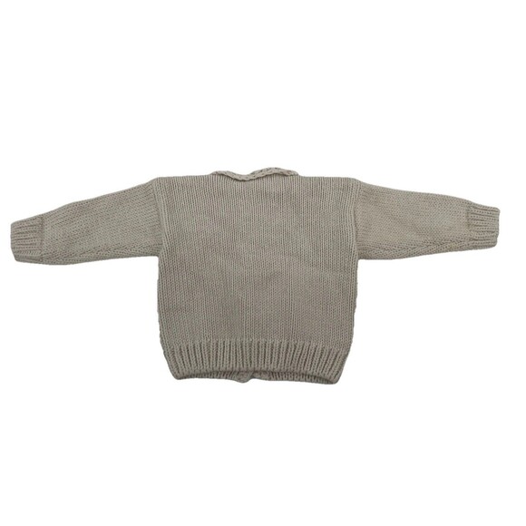 Vtg. Chunky Knit Rosette Granny Cottage Minimalist Button Cardigan Cotton 18 Mo - Picture 2 of 8